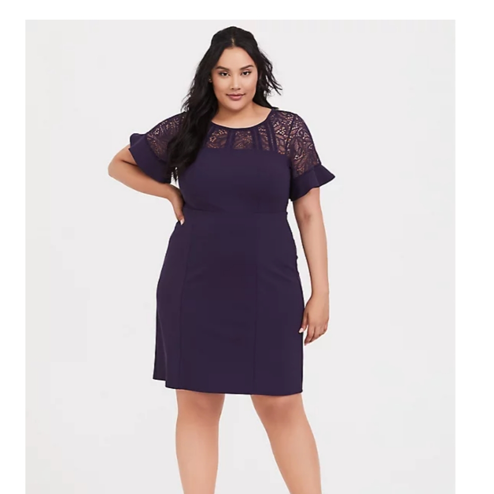 Torrid Deep Purple Lace Yoke Shift Dress Size 2